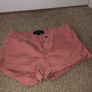 light pink denim shorts
